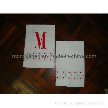 Monogram Linen Handkerchief with Diffent Color Cuff (HC-002)